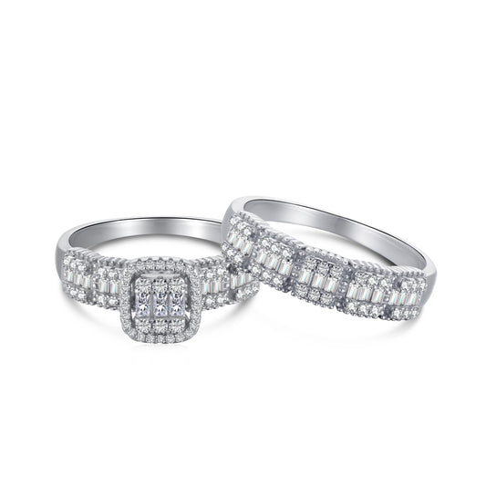 2-teiliger luxuriöser Ring aus Sterlingsilber, zwei in einem, glänzender Zirkon, passend zu täglichen Outfits, Abendparty - Arabisco