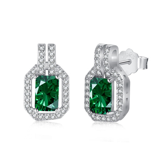 Ohrringe Sterling Silber und Emerald Grün - Arabisco