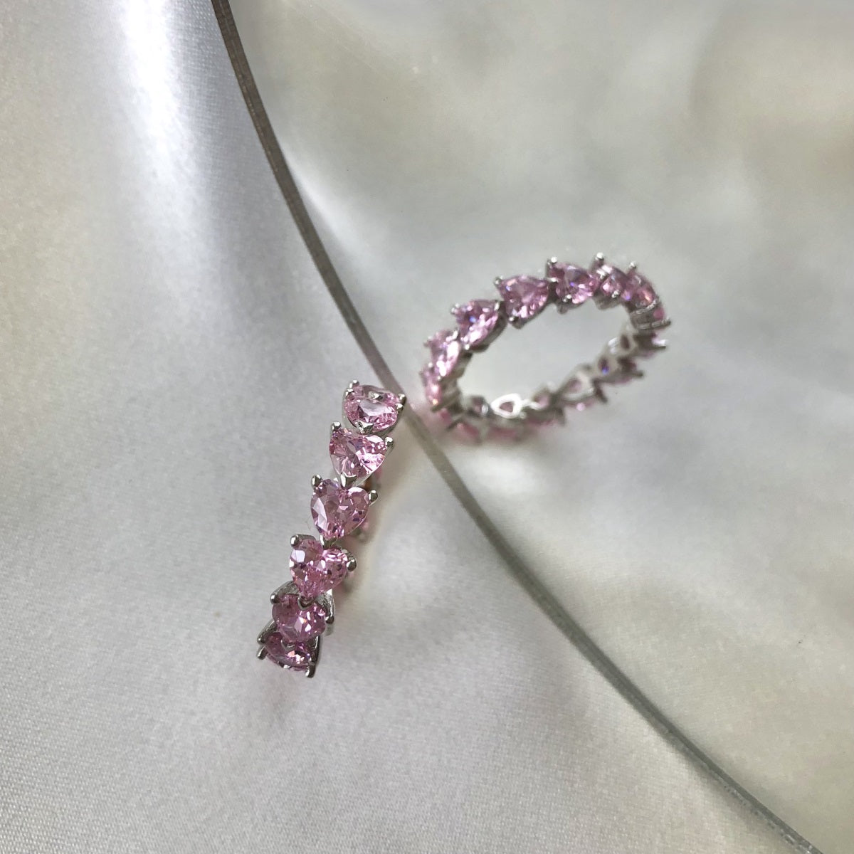 Silber Ring mit pinke Diamanten bestückt - Arabisco