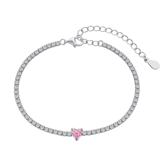 Tennis Bracelet Sterling Silber Herzform Armband - Arabisco