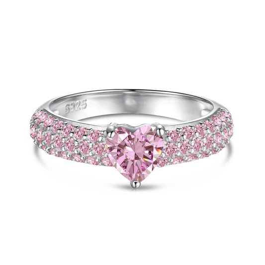 Strahlende Schönheit Sterling Silber Verlobungsring mit Pink Zirkonia Ein Symbol der Liebe und Eleganz - Arabisco