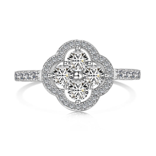 Strahlende Eleganz Silberring mit funkelnder Diamant Blume - Arabisco