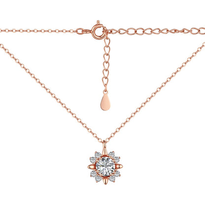 Strahlende Eleganz Rosegold-Halskette mit Diamantsonne - Arabisco