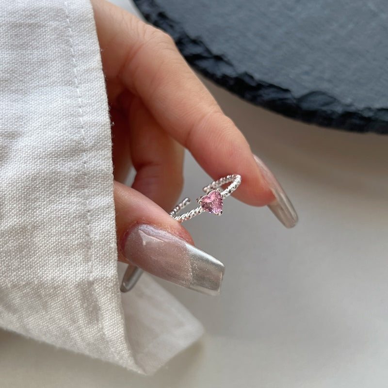 Ein Symbol der Liebe und Schönheit- Verstellbarer Sterling Silber Verlobungsring mit herzförmigem Pink Zirkonia - Arabisco
