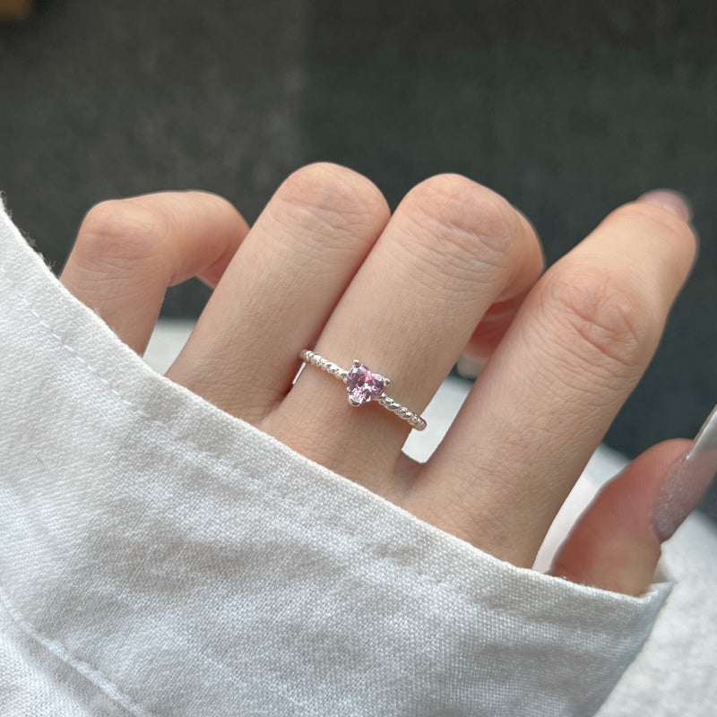 Ein Symbol der Liebe und Schönheit- Verstellbarer Sterling Silber Verlobungsring mit herzförmigem Pink Zirkonia - Arabisco