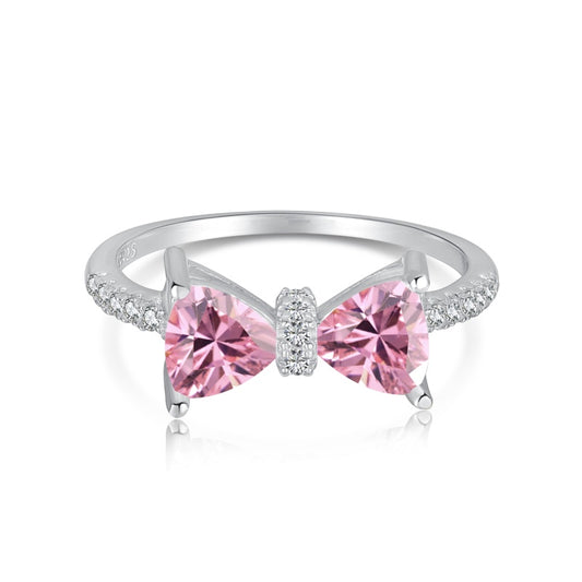 Einzigartiger Verlobungsring Sterling Silber mit pinkem Zirkonia und Schnallen-Design - Arabisco