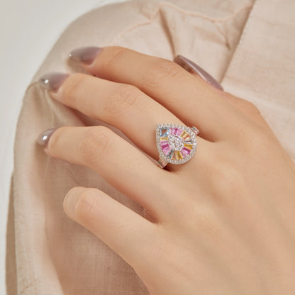 Funkelnder Eleganz Ring aus Sterlingsilber mit tropfenförmigen, farbigem Zirkonia – ein zeitloses Schmuckstück - Arabisco