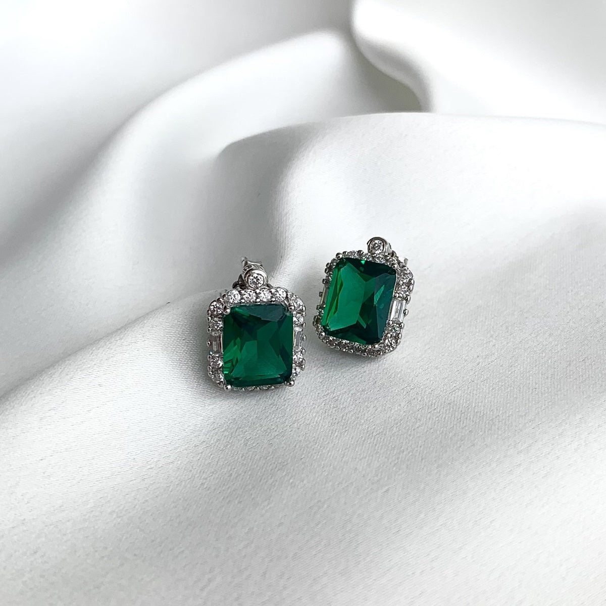 Ohrringe Sterling Silber und Emerald Grün - Arabisco